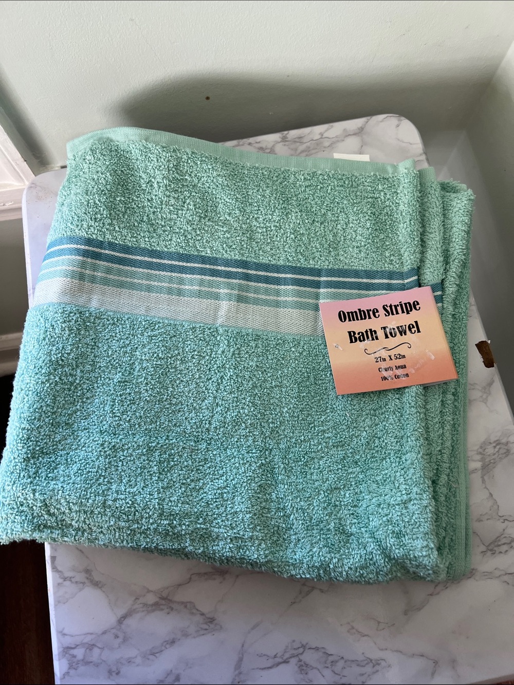 Ombre Stripe Bath Towel - Aqua Green